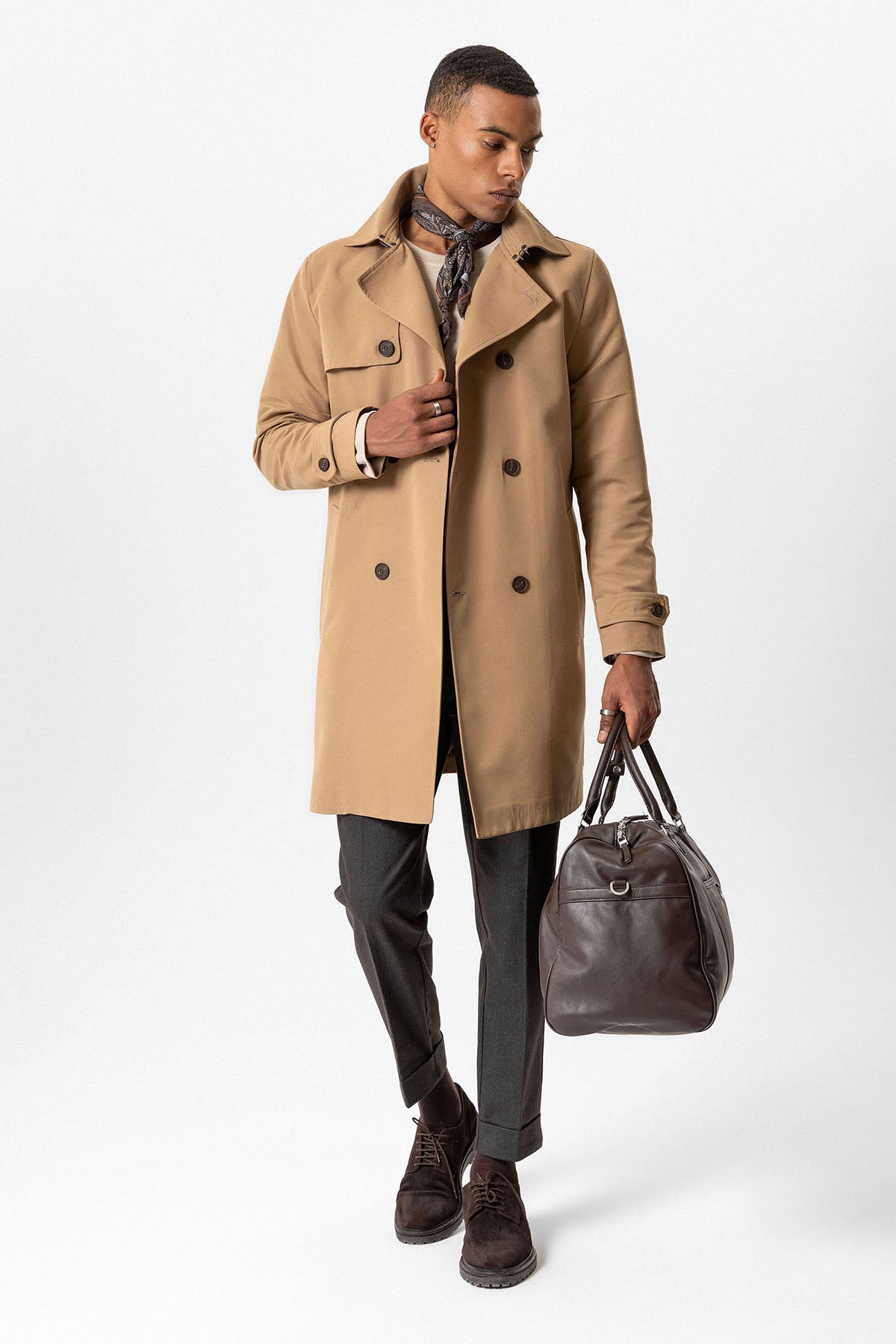 Belted Double Breasted Trench Coat