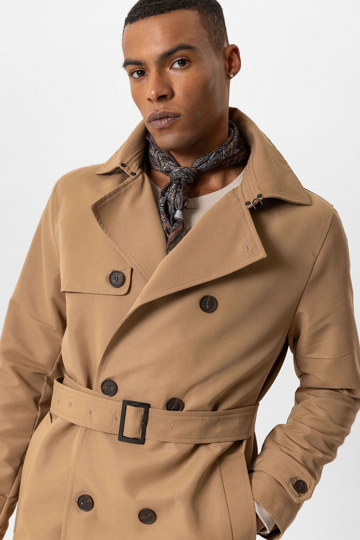 Belted Double Breasted Trench Coat