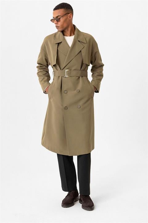 Double Breasted Closure Belted Trench Coat