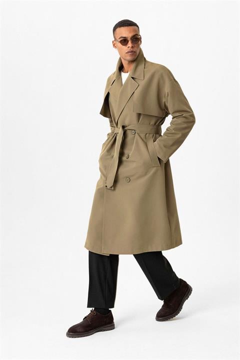 Double Breasted Closure Belted Trench Coat