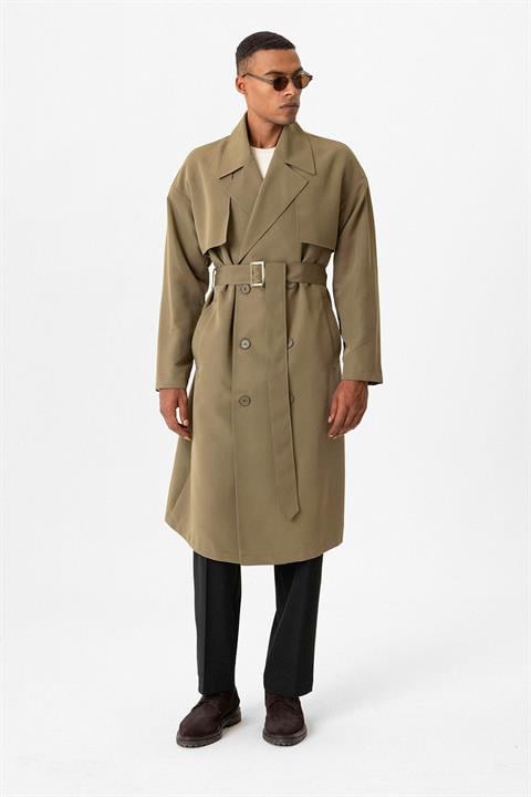 Double Breasted Closure Belted Trench Coat