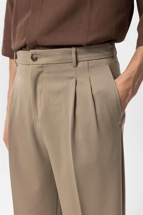 High Waist Pleated Comfortable Fit Men's Trousers