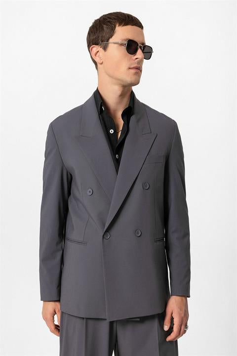 Single Button Double-Breasted Men's Blazer Jacket