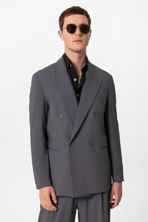 Single Button Double-Breasted Men's Blazer Jacket