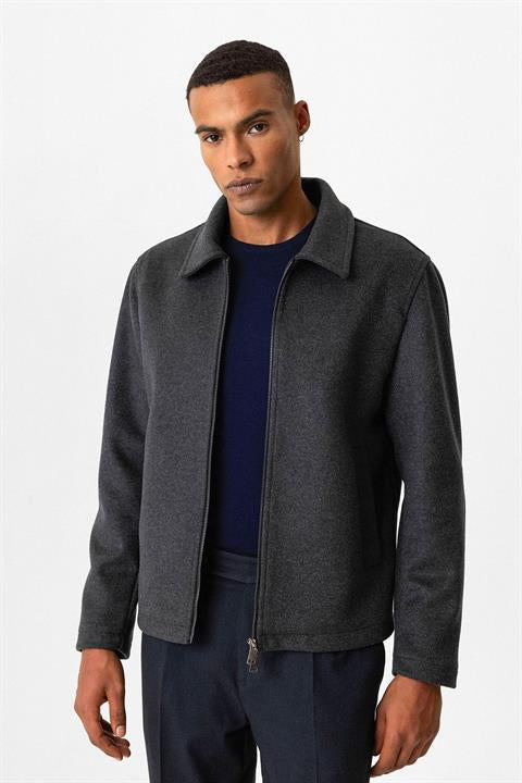 Anthracite Wool Blend Seasonal Men's Coat