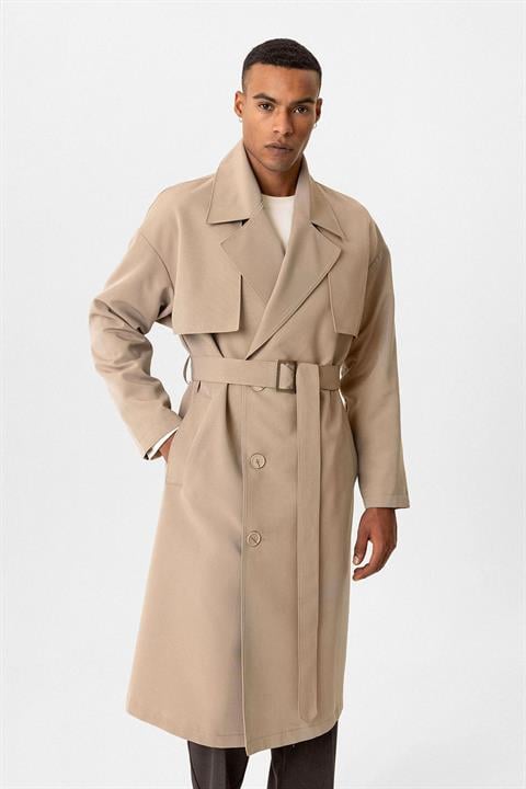 Double Breasted Closure Belted Trench Coat