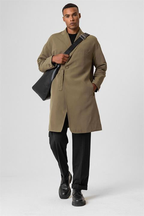 Men's Trench Coat With Buckle Detail