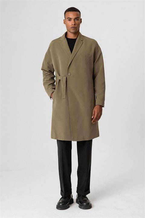 Men's Trench Coat With Buckle Detail