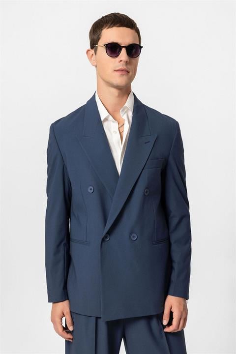 Single Button Double-Breasted Men's Blazer Jacket