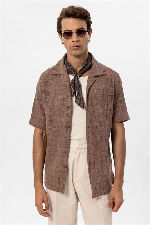 Apache Collar Square Knitted Men's Shirt