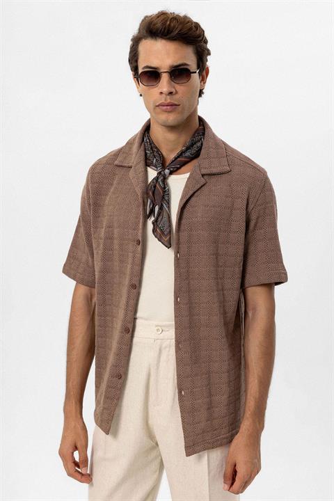 Apache Collar Square Knitted Men's Shirt