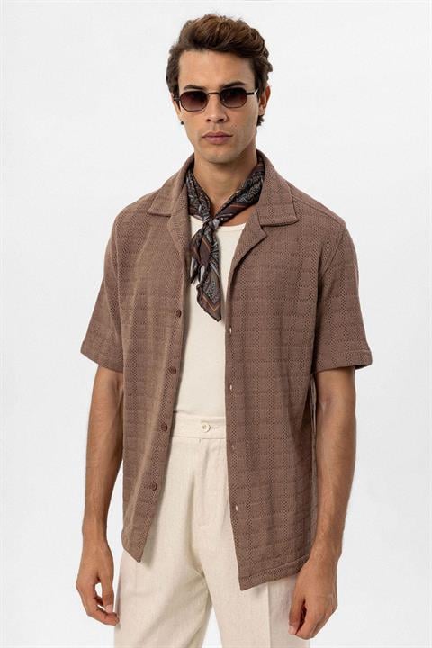 Apache Collar Square Knitted Men's Shirt