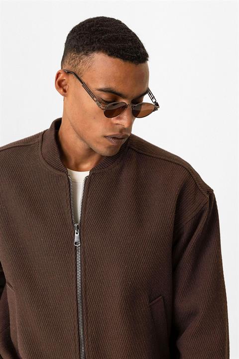 Textured Oversize Bomber Men's Coat