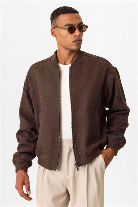 Textured Oversize Bomber Men's Coat