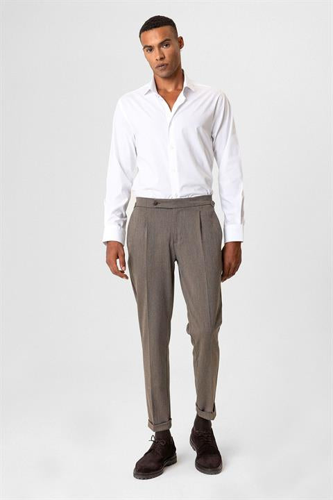 High Waist Pleated Double Leg Men's Trousers