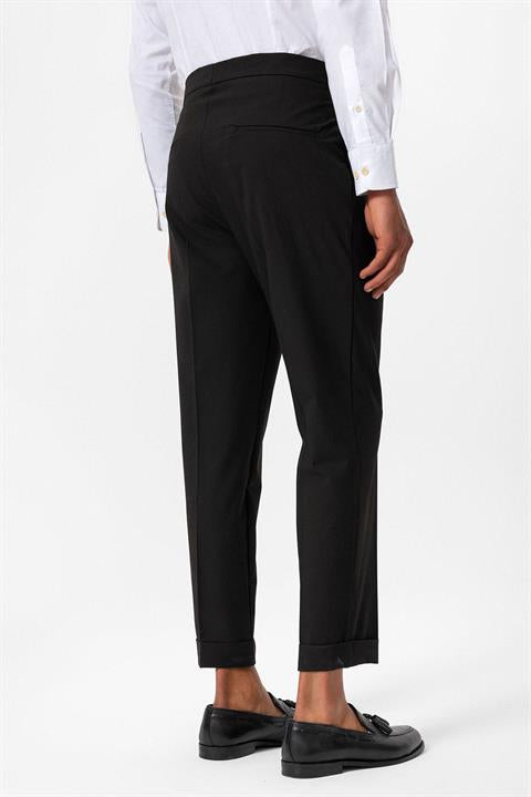 High Waist Buckle Closure Pleated Men's Trousers