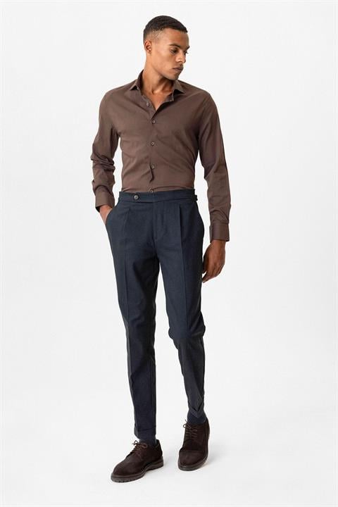 High Waist Pleated Double Leg Men's Trousers