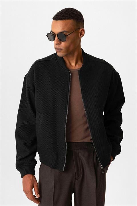 Textured Oversize Bomber Men's Coat