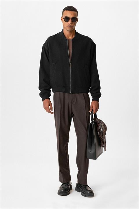 Textured Oversize Bomber Men's Coat