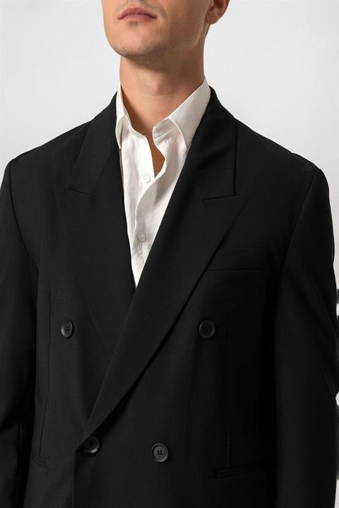 Single Button Double-Breasted Men's Blazer Jacket