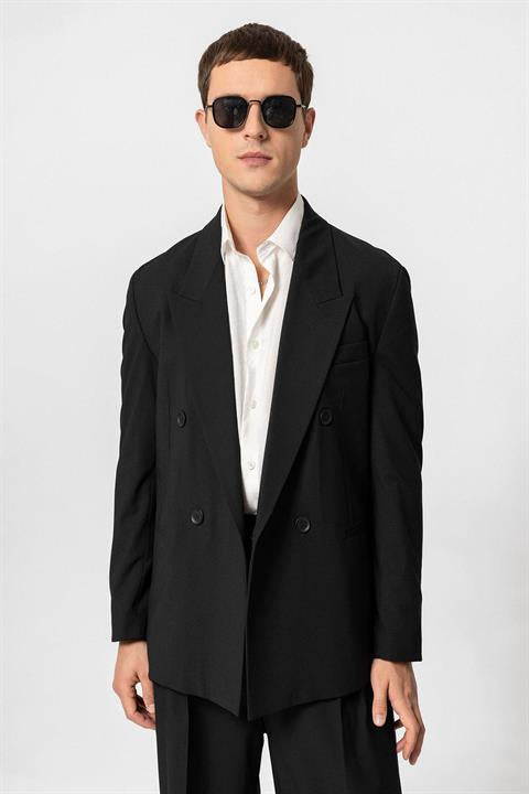 Single Button Double-Breasted Men's Blazer Jacket