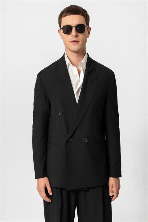 Single Button Double-Breasted Men's Blazer Jacket