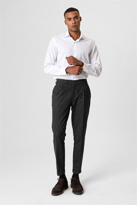 High Waist Pleated Double Leg Men's Trousers