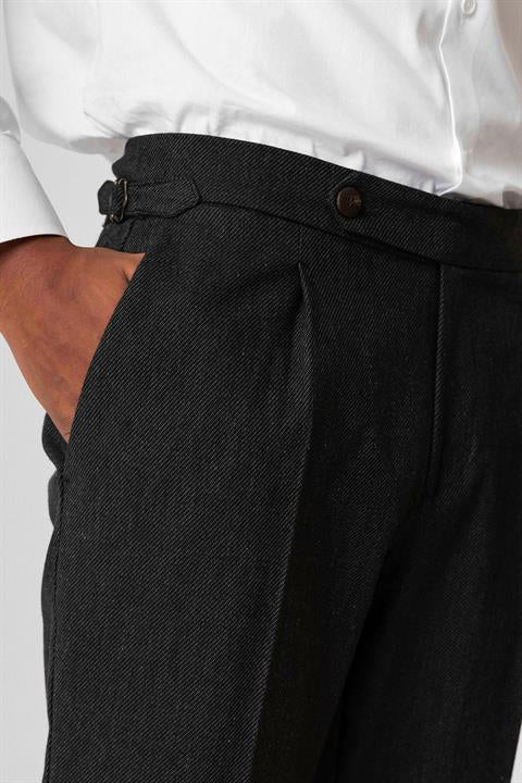 High Waist Pleated Double Leg Men's Trousers