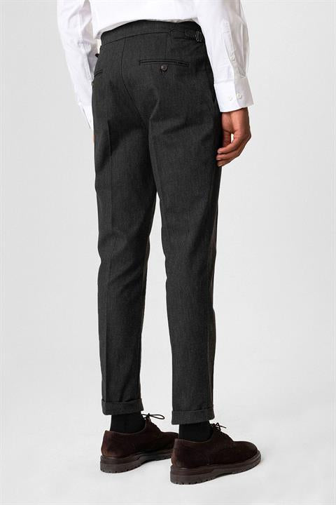 High Waist Pleated Double Leg Men's Trousers