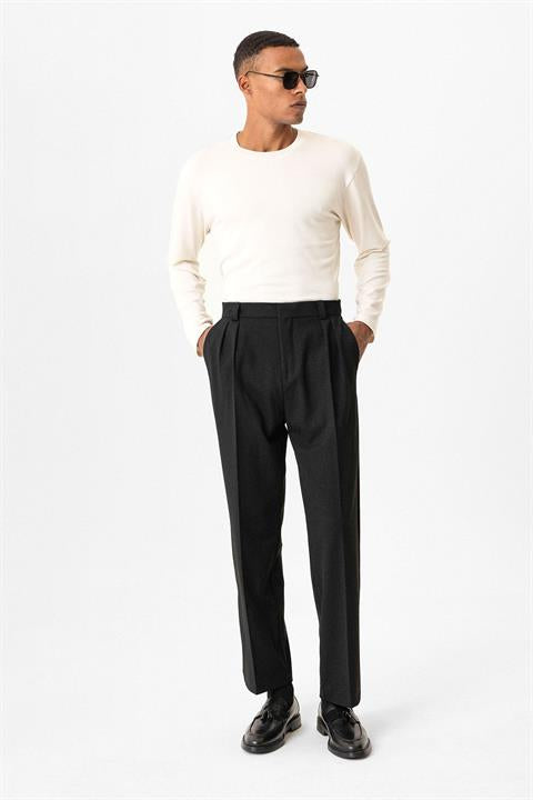 High Waist Pleated Relaxed Fit Baggy Men's Pants