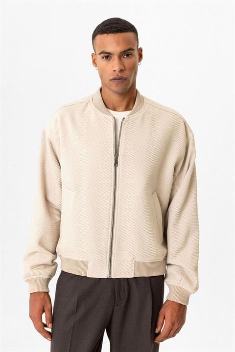 Textured Oversize Bomber Men's Coat