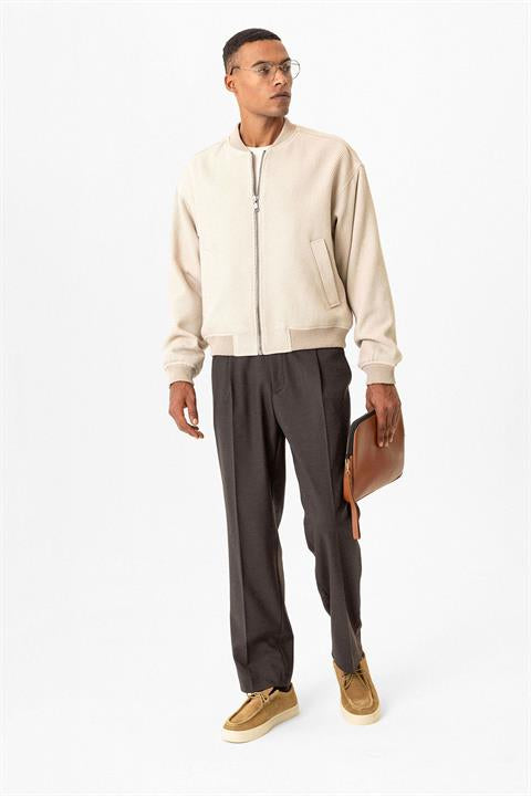 Textured Oversize Bomber Men's Coat