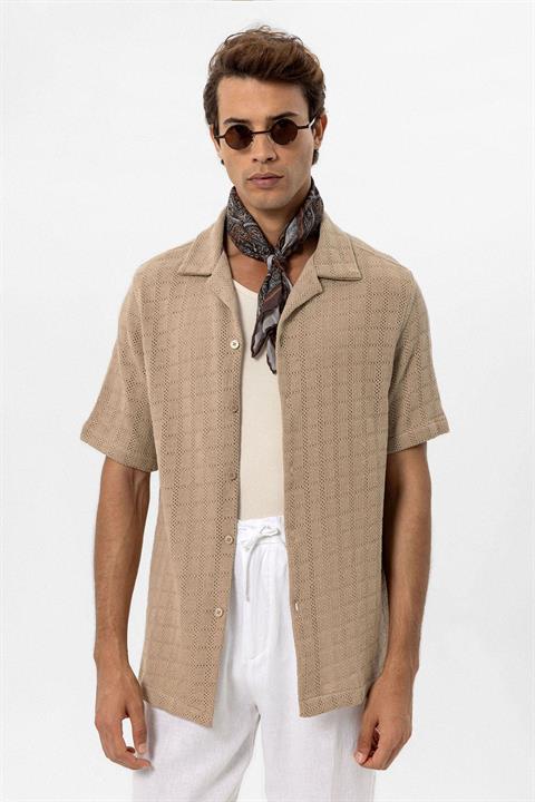 Apache Collar Square Knitted Men's Shirt