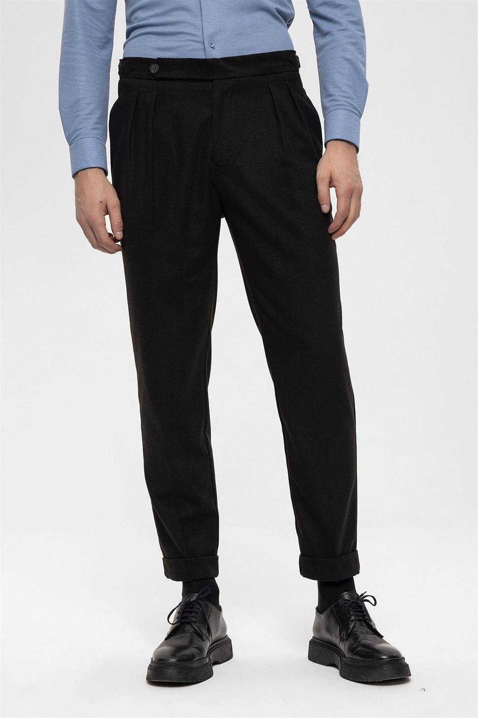 High Waist Double Pleated Men's Trousers