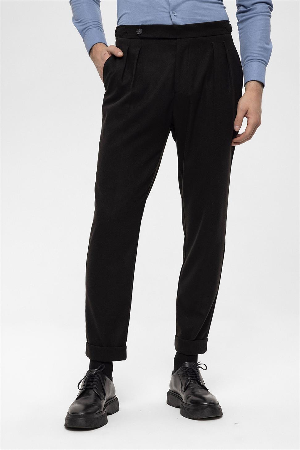 High Waist Double Pleated Men's Trousers