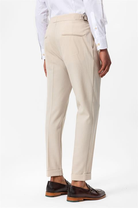 High Waist Pleated Textured Men's Trousers