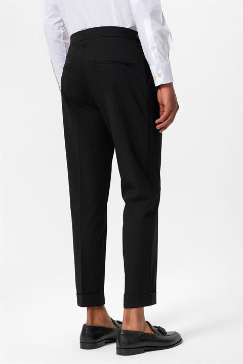 High Waist Buckle Closure Pleated Men's Trousers